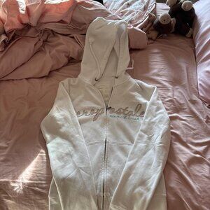 Abercrombie & Fitch Women's White and Cream Hoodie